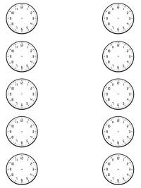 Analog clock workbook (no hands) - 10 clocks