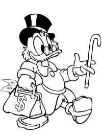 Scrooge McDuck with a bag full of money