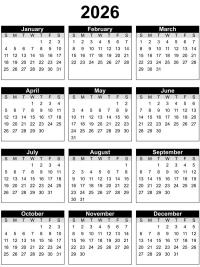 Printable Calendar 2026