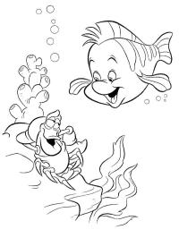 Crab Sebastian and fish Flounder