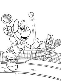 Minnie Mouse and Daisy play tennis