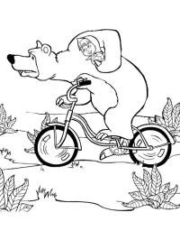 The bear and Masha on a bicycle