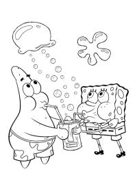 Patrick Star and SpongeBob drink lemonade