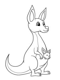 Cute kangaroo with baby