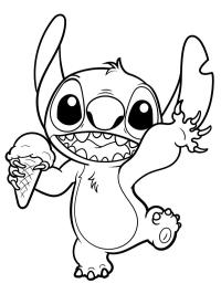 Stitch eats an ice cream