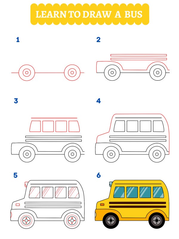 How to draw a School Bus