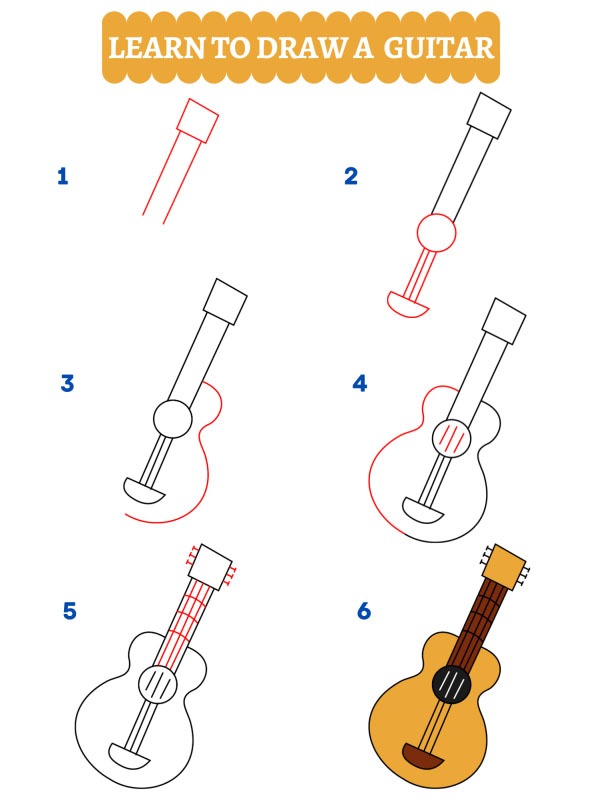 How to draw a guitar