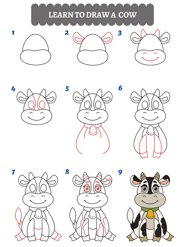 How to draw a cow