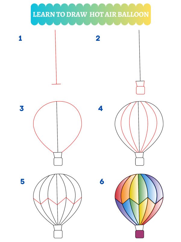 How to draw a hot air balloon