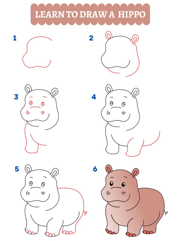 How to draw a hippo