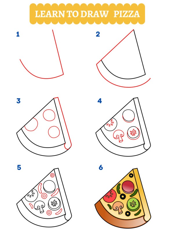 How to draw a pizza slice