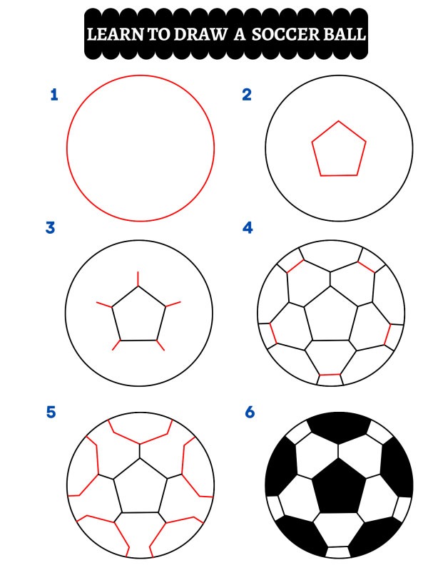 How to draw a soccer ball