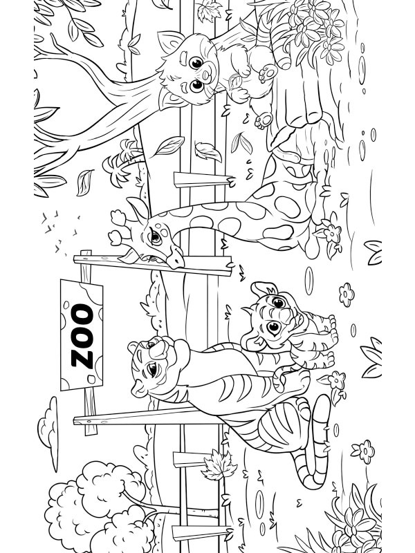 Zoo animals Colouring page