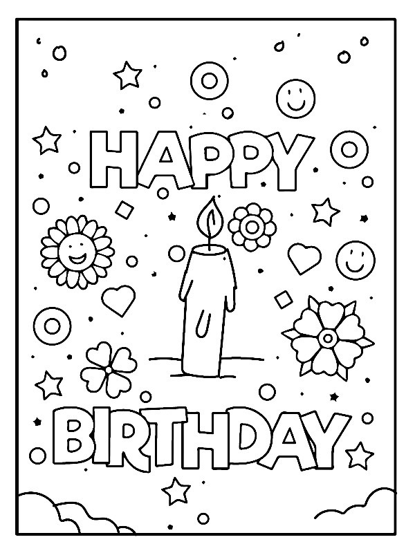 Happy Birthday Colouring page