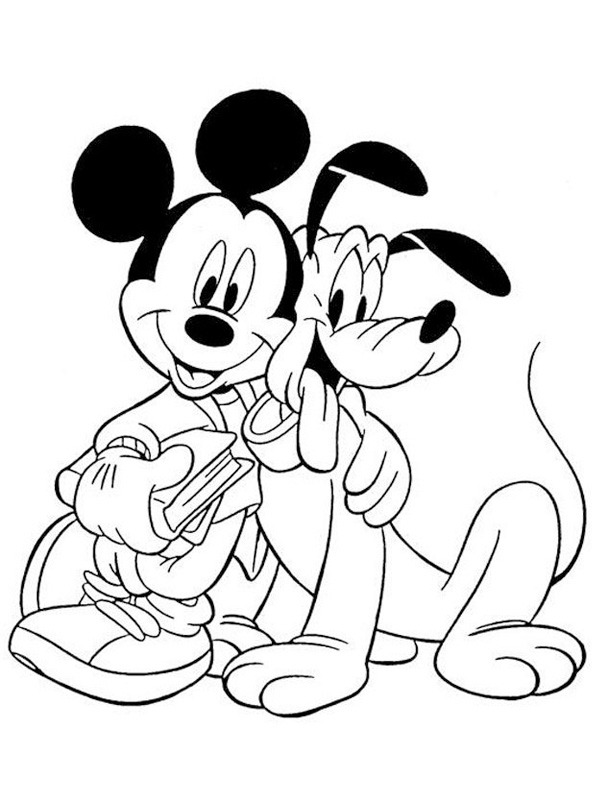 mickey mouse and pluto Colouring page