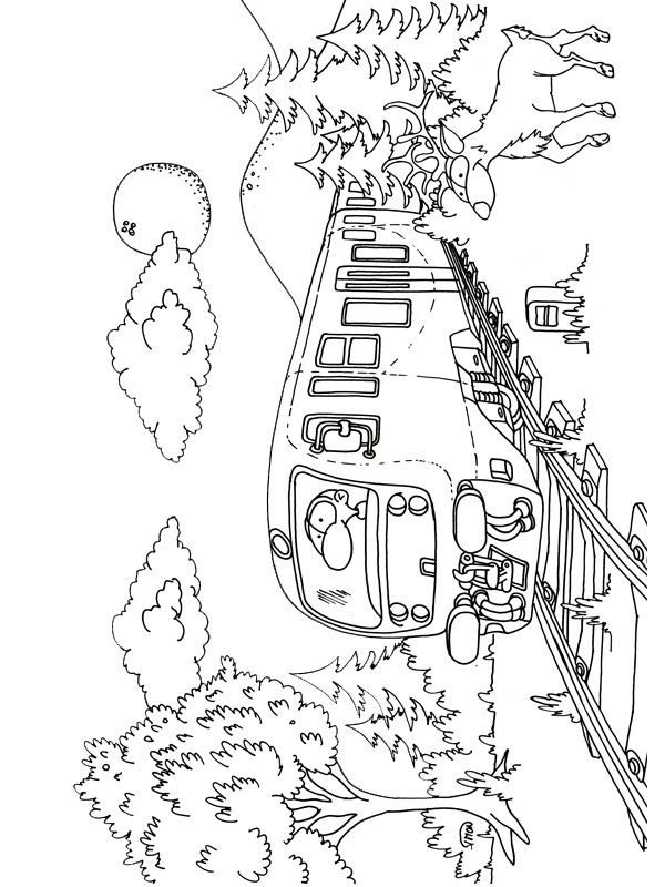 Train in the mountains Colouring page