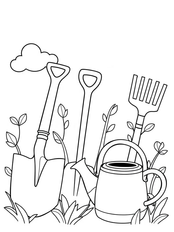 Garden Tools Colouring page