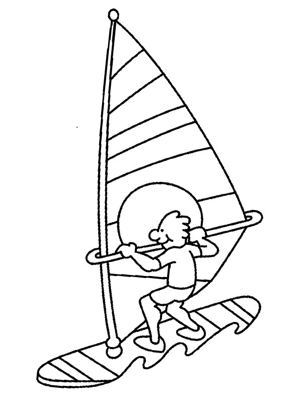 Wind surfing Colouring page