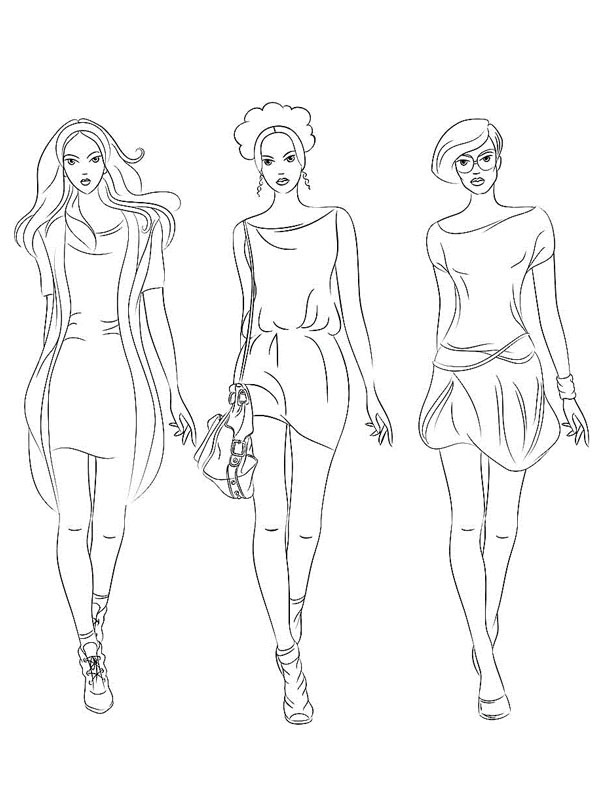 3 Top models Colouring page