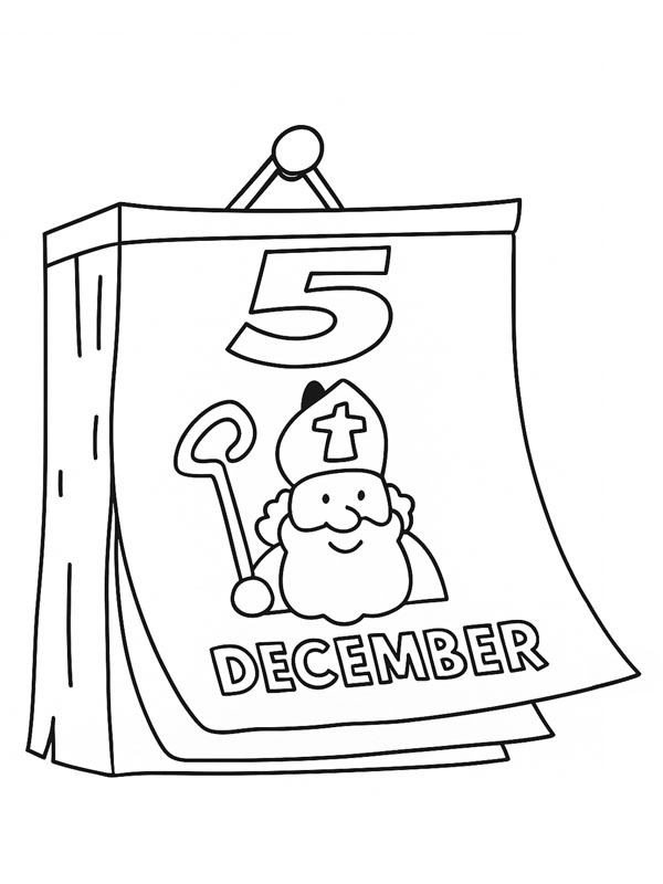 5th of December calendar Colouring page