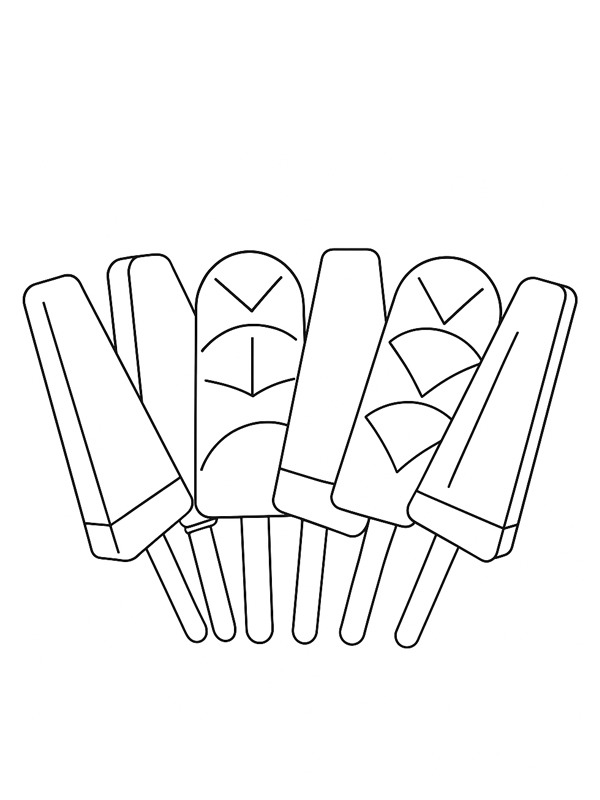 6 water ice creams Colouring page