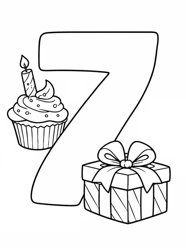 7th birthday Colouring page