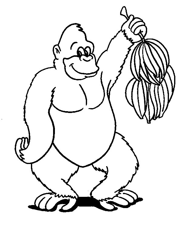 Monkey with banana's Colouring page