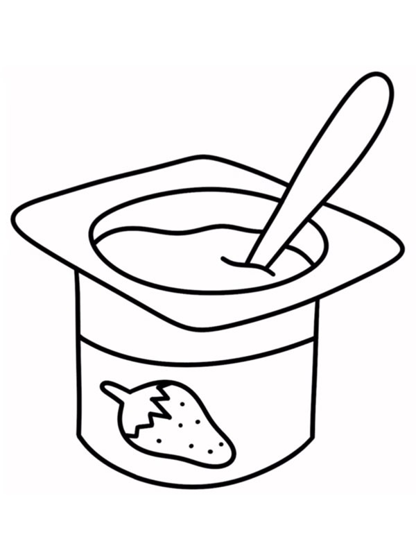Strawberry yogurt Colouring page