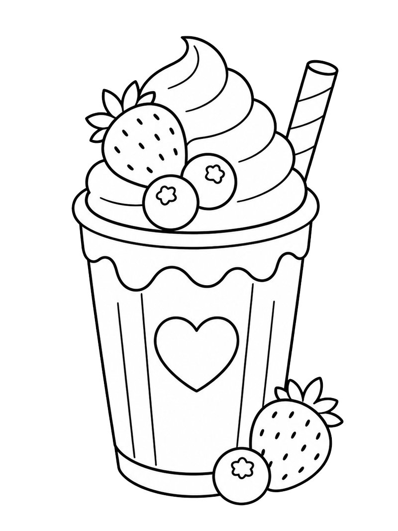 Strawberry Milkshake Colouring page