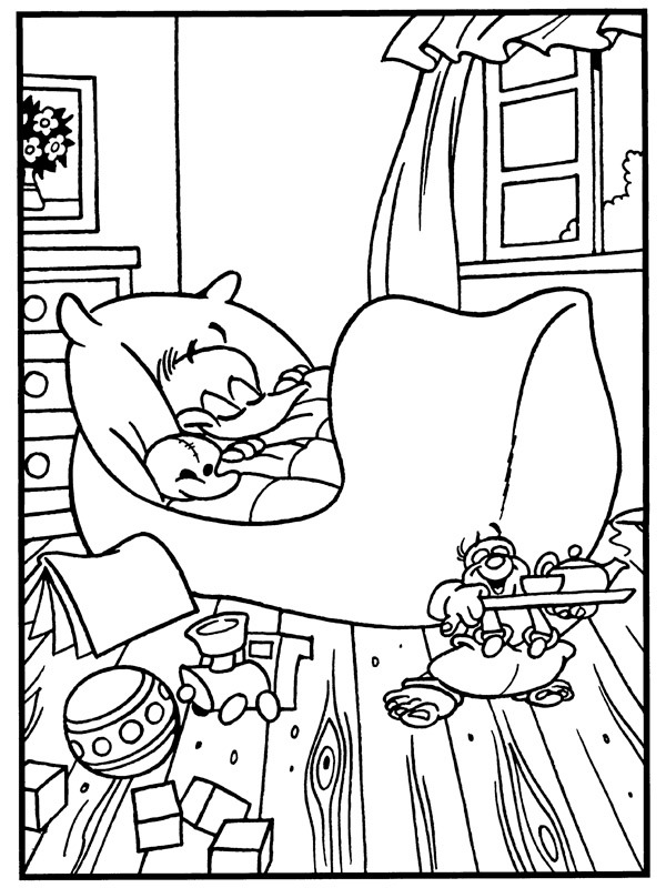 Alfred Jodocus Kwak is sleeping Colouring page