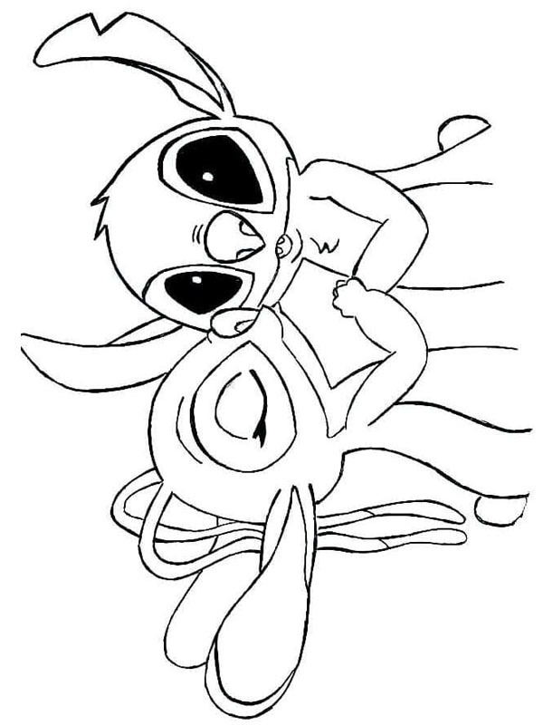 Angel and Stitch Colouring page