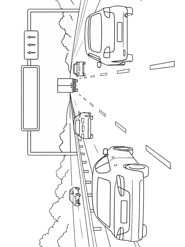 Cars on the highway Colouring page