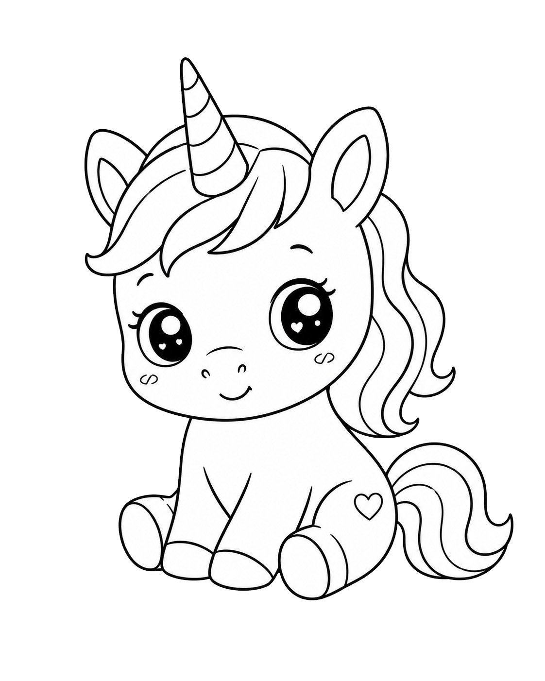 Baby unicorn Colouring page