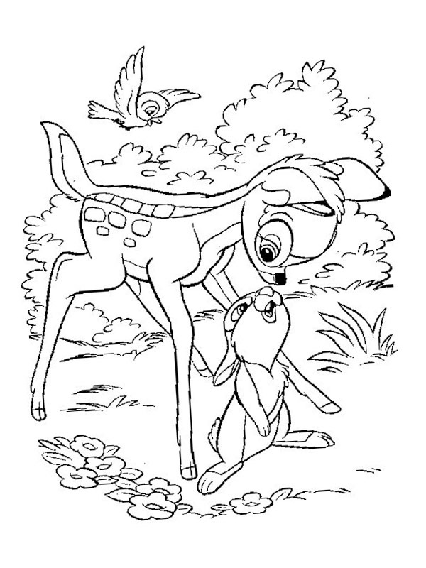 Bambi and Thumper Colouring page