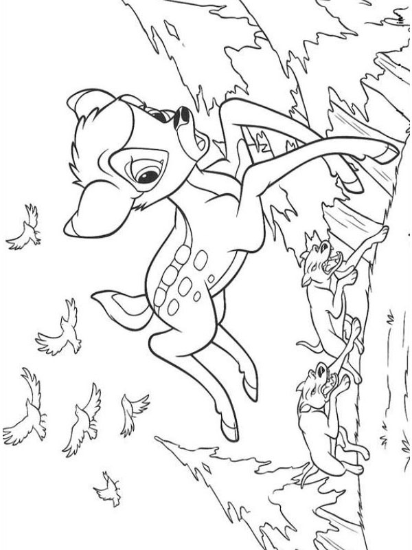 Bambi on the run Colouring page