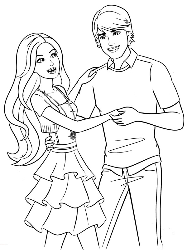 Barbie and Ken Colouring page