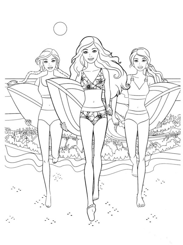 Barbie goes windsurfing Colouring page