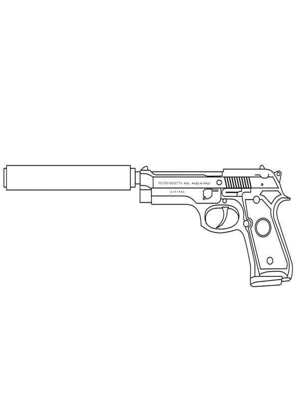 Beretta 92FS Handgun Colouring page