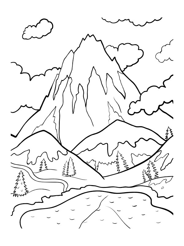 Mountain landscape Colouring page