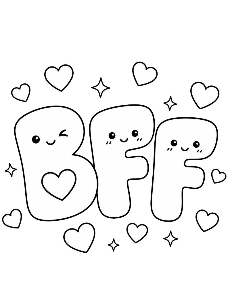 Cute BFF Letters Colouring page
