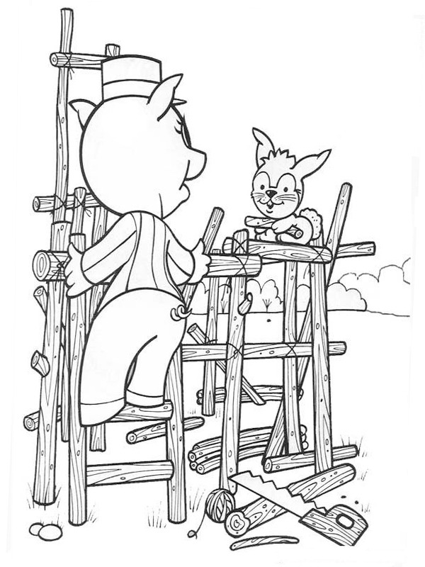 Piglet builds a house Colouring page Piglet builds a house Colouring page