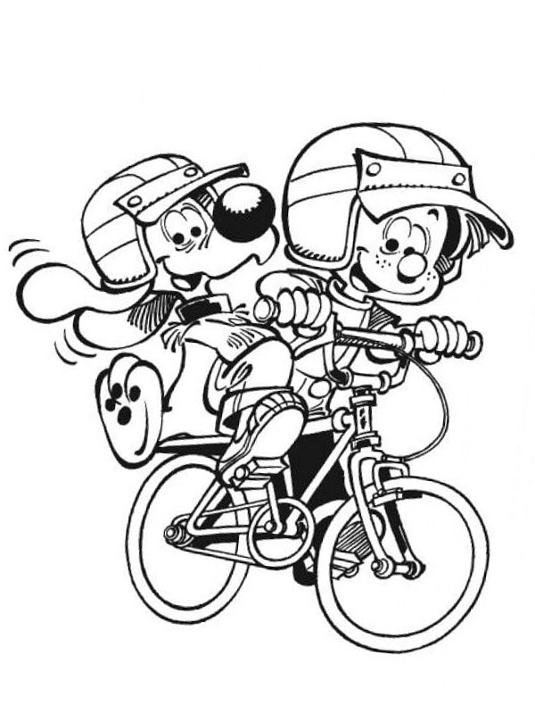 Billy and Buddy on the bike Colouring page