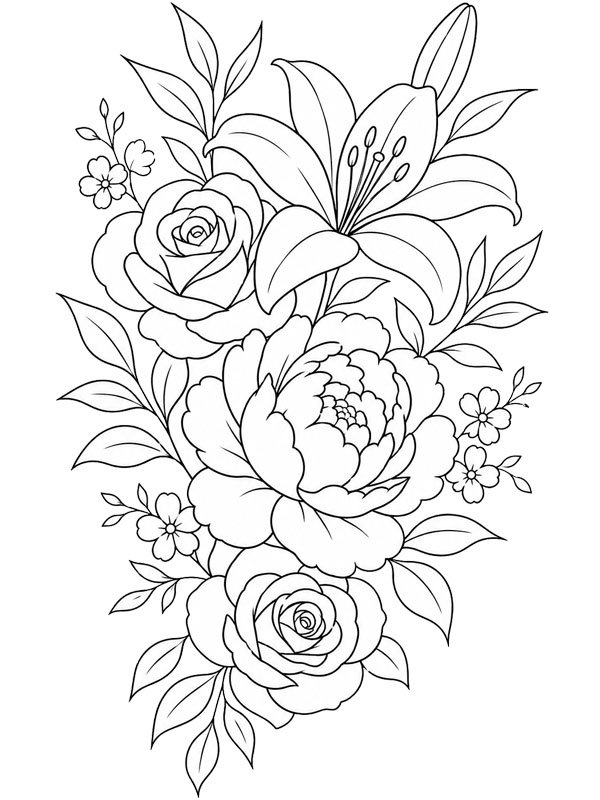 Flower tattoo Colouring page