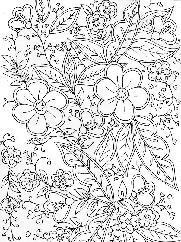 Flowers for adults Colouring page