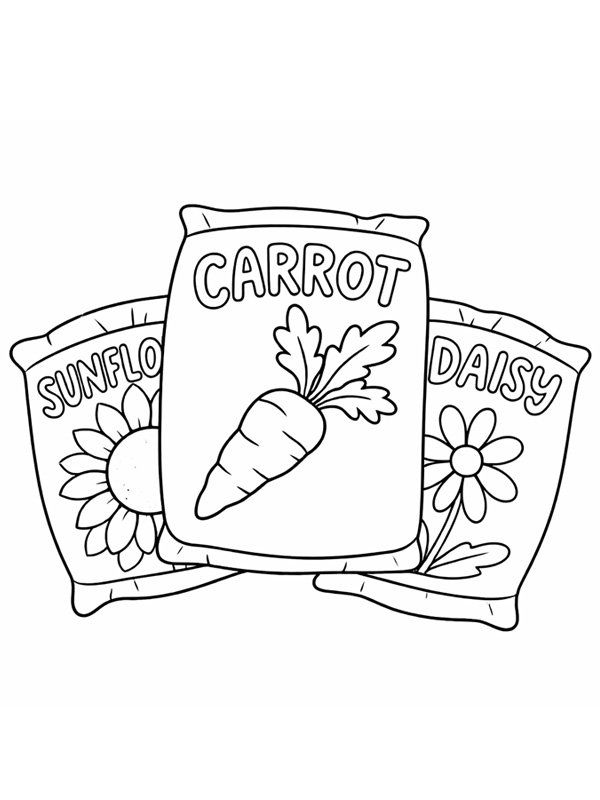 Flower seeds Colouring page