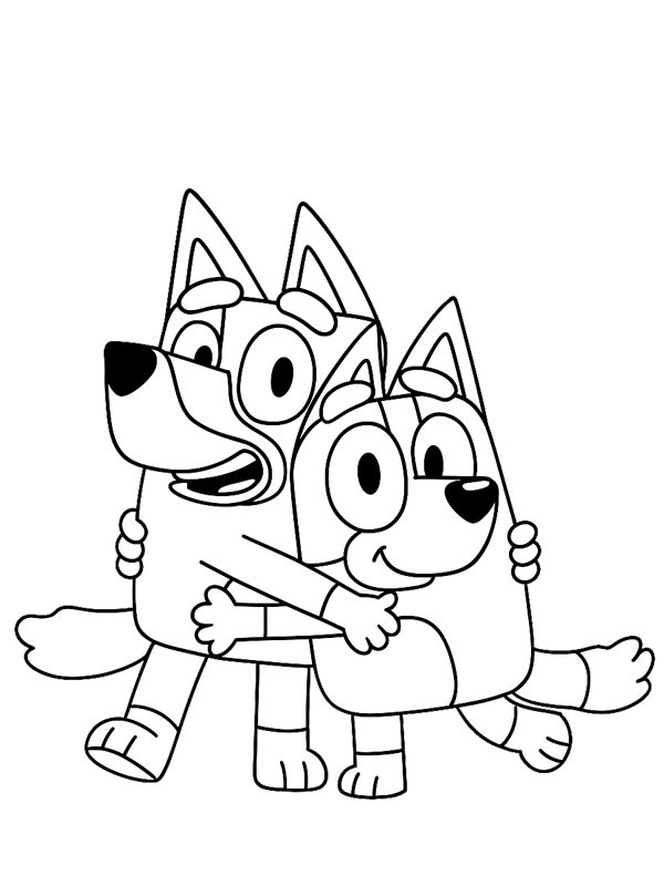 Bluey and Bingo Colouring page