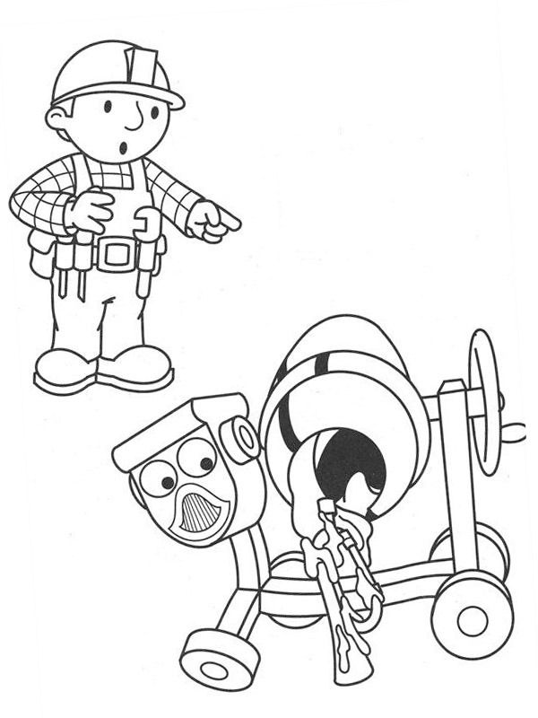 Bob the builder watches Dizzy Colouring page