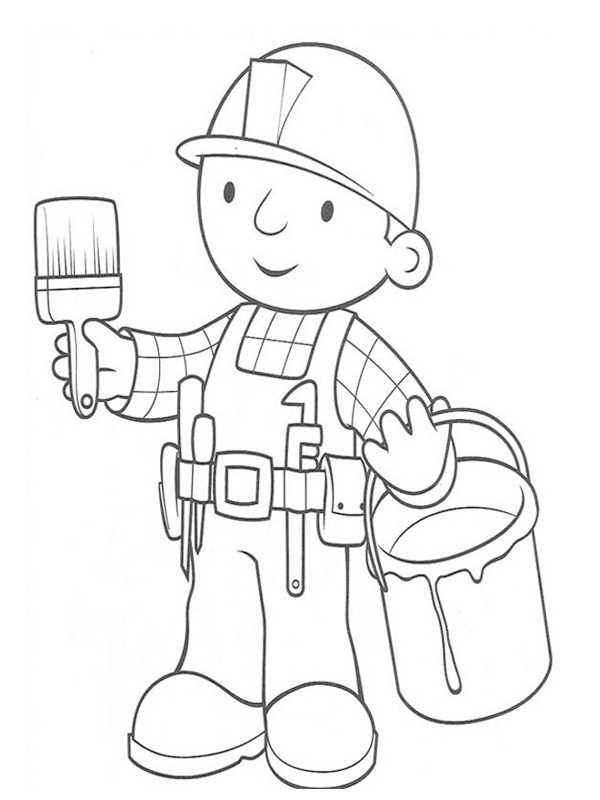 Bob the builder goes painting Colouring page