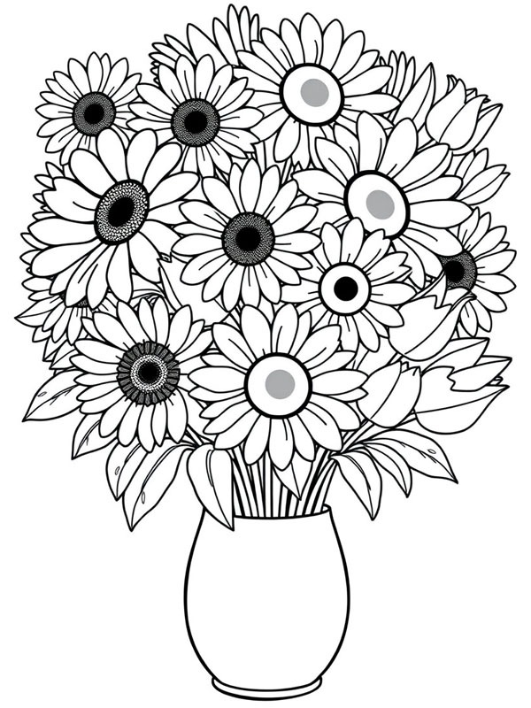 Bouquet of flowers for mom Colouring page