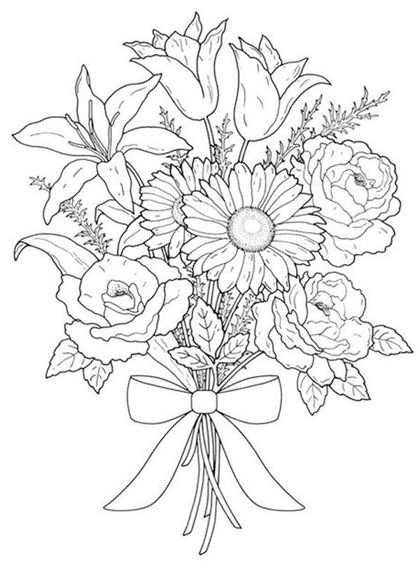 Flower Bouquet Colouring page